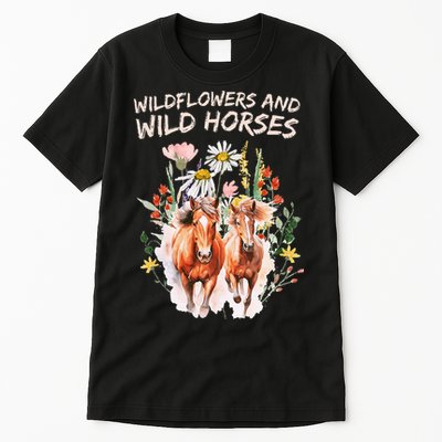 Wildflowers and Wild Horses Nature Beauty Country Outdoors Tall T-Shirt