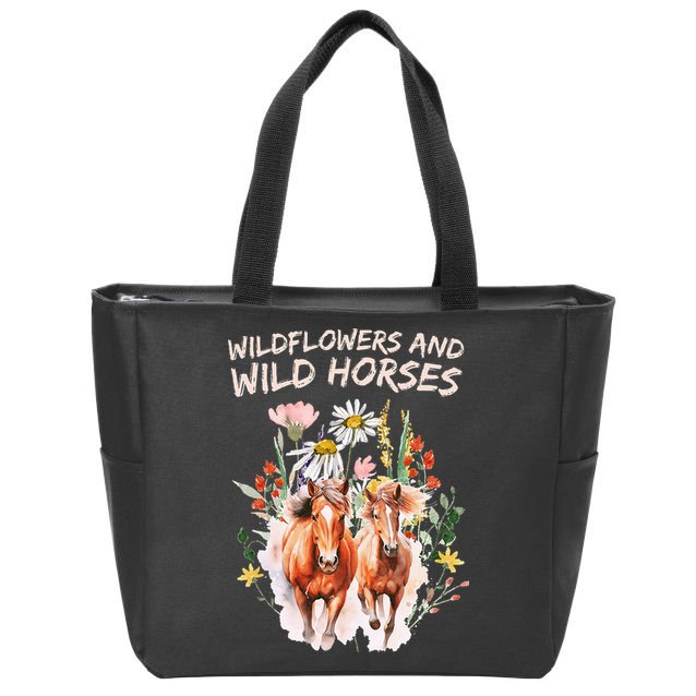 Wildflowers and Wild Horses Nature Beauty Country Outdoors Zip Tote Bag
