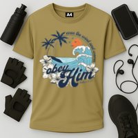 Wind And Waves Obey Him Christian Jesus Beach Bible Verse Cooling Performance Crew T-Shirt