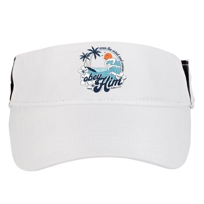 Wind And Waves Obey Him Christian Jesus Beach Bible Verse Adult Drive Performance Visor