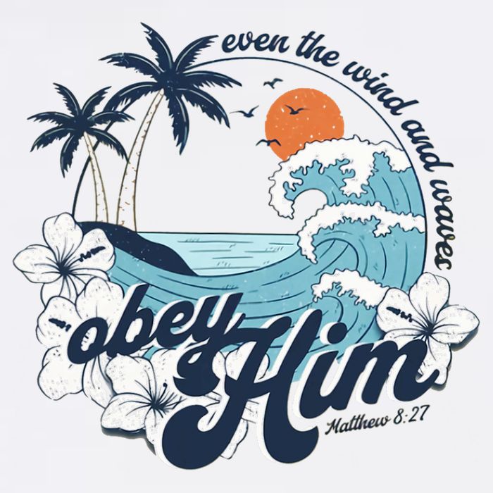 Wind And Waves Obey Him Christian Jesus Beach Bible Verse Bucket Hat