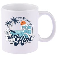 Wind And Waves Obey Him Christian Jesus Beach Bible Verse 11oz C Handle Ceramic Mug