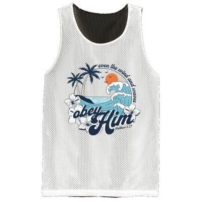 Wind And Waves Obey Him Christian Jesus Beach Bible Verse Mesh Reversible Basketball Jersey Tank