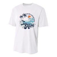 Wind And Waves Obey Him Christian Jesus Beach Bible Verse Youth Performance Sprint T-Shirt