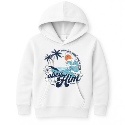 Wind And Waves Obey Him Christian Jesus Beach Bible Verse Kids Hoodie