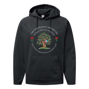 What A Wonderful World Tree Bloom Birds In Love Performance Fleece Hoodie