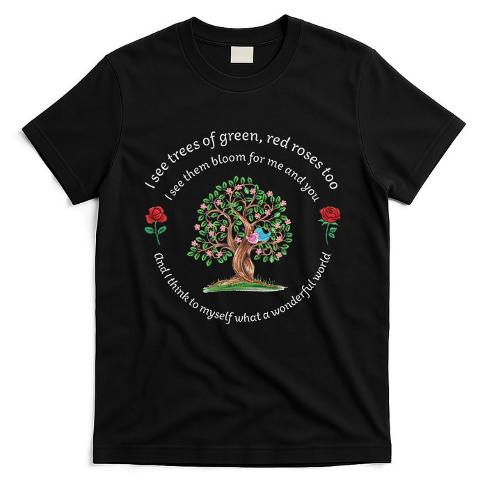 What A Wonderful World Tree Bloom Birds In Love T-Shirt