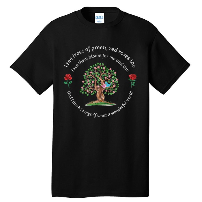 What A Wonderful World Tree Bloom Birds In Love Tall T-Shirt