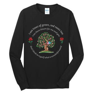 What A Wonderful World Tree Bloom Birds In Love Tall Long Sleeve T-Shirt