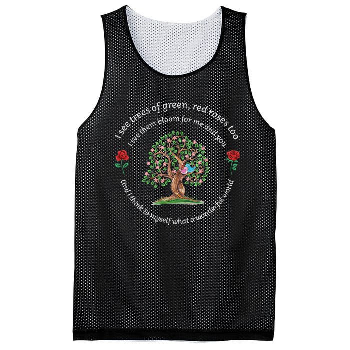 What A Wonderful World Tree Bloom Birds In Love Mesh Reversible Basketball Jersey Tank