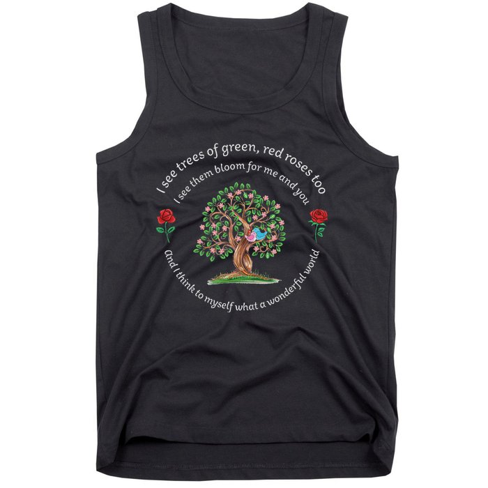 What A Wonderful World Tree Bloom Birds In Love Tank Top