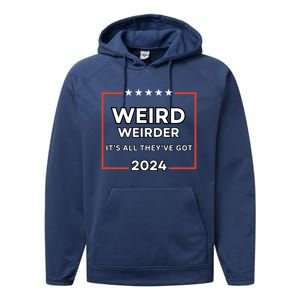 Weird And Weirder 2024! Trump And Jd Vance Are Weird! Meaningful Gift Performance Fleece Hoodie