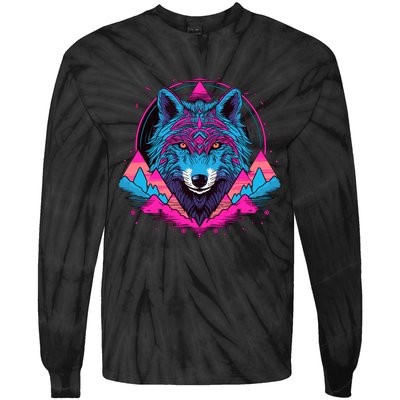 Wolf And Wolves Tie-Dye Long Sleeve Shirt