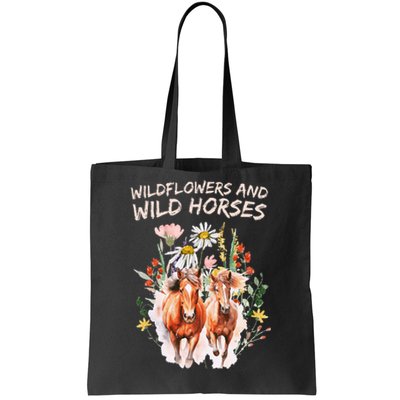 Wildflowers And Wild Horses Nature Beauty Country Tote Bag