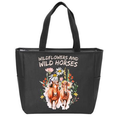 Wildflowers And Wild Horses Nature Beauty Country Zip Tote Bag