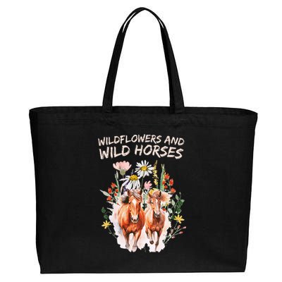 Wildflowers And Wild Horses Nature Beauty Country Cotton Canvas Jumbo Tote