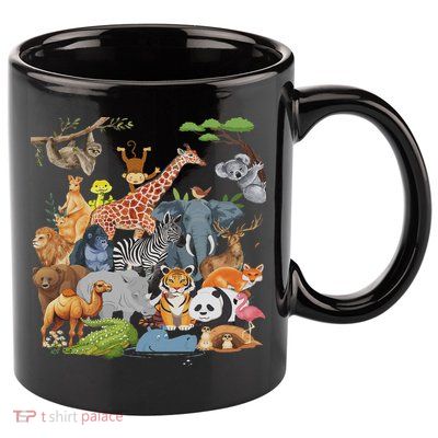 Women And Wildlife Zoo Day Party Cute 22 Animals 11oz C Handle Ceramic Mug