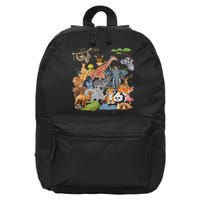 Women And Wildlife Zoo Day Party Cute 22 Animals 16 in Basic Backpack