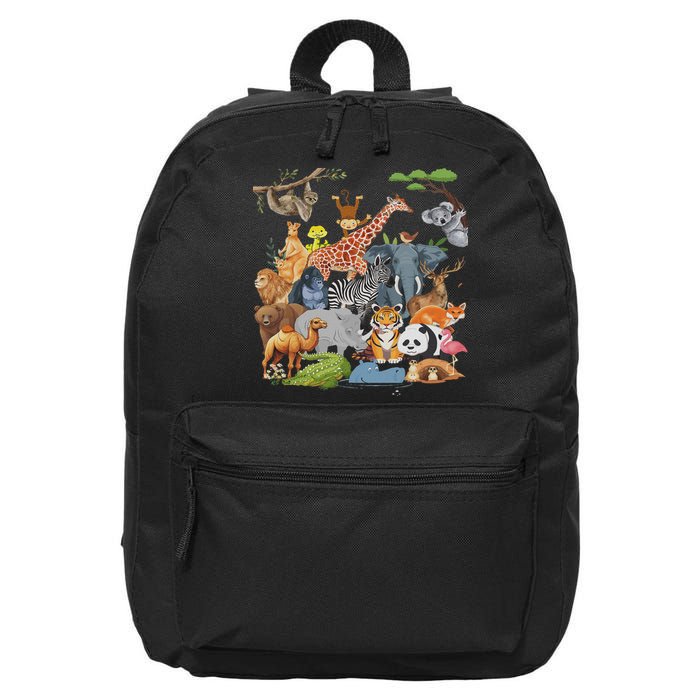 Women And Wildlife Zoo Day Party Cute 22 Animals 16 in Basic Backpack