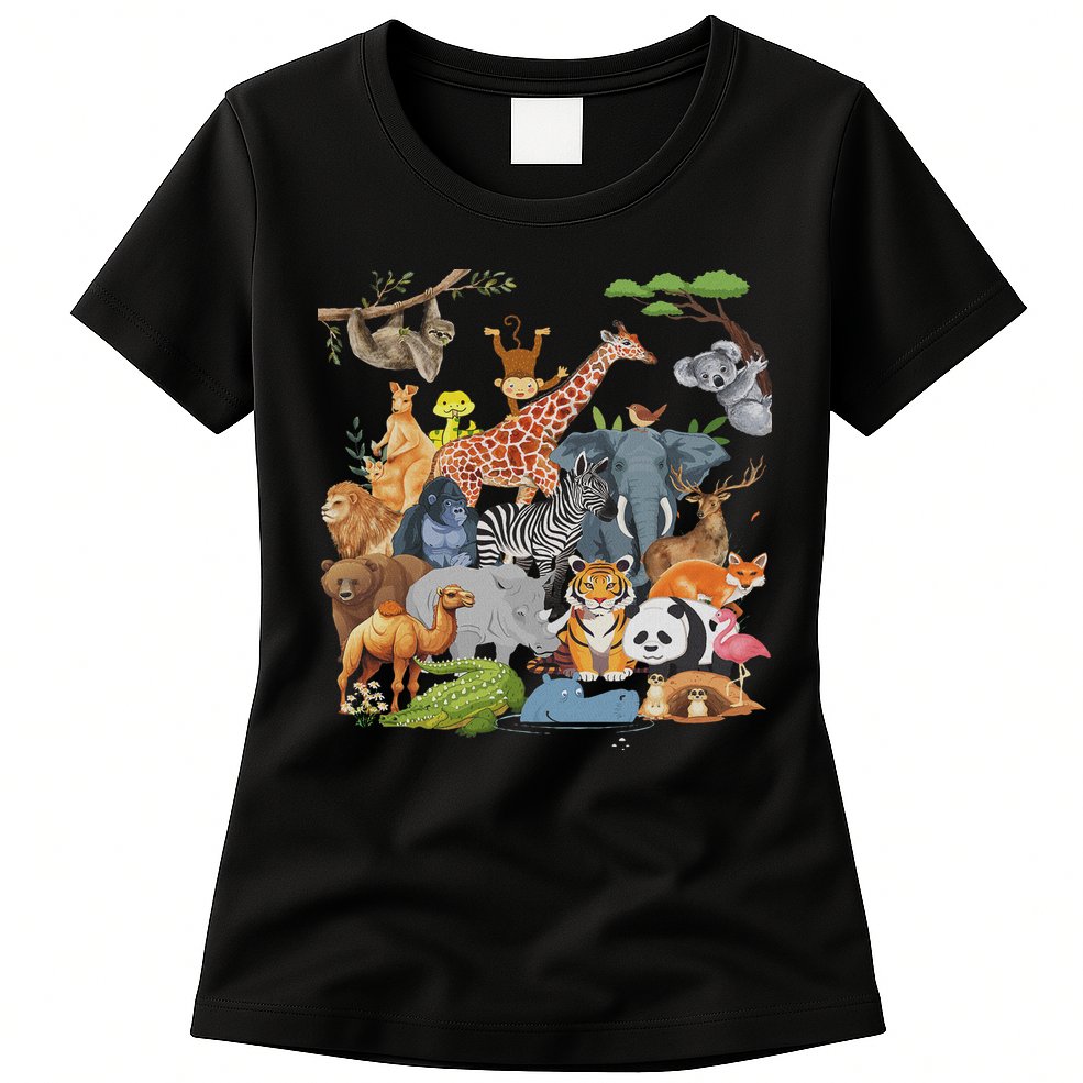 Women And Wildlife Zoo Day Party Cute 22 Animals Womens T-Shirt