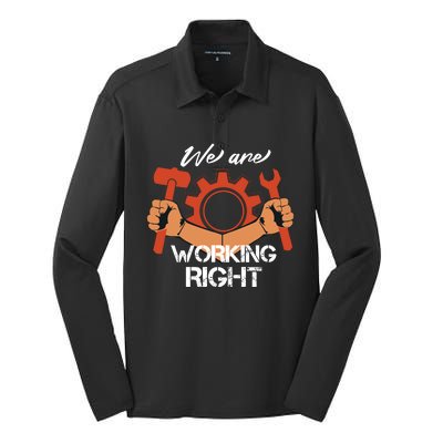 We Are Working Right Silk Touch Performance Long Sleeve Polo