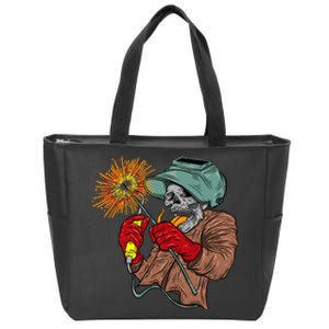 Welding Arc Welder Skeleton Skull Tig Gas welding Zip Tote Bag