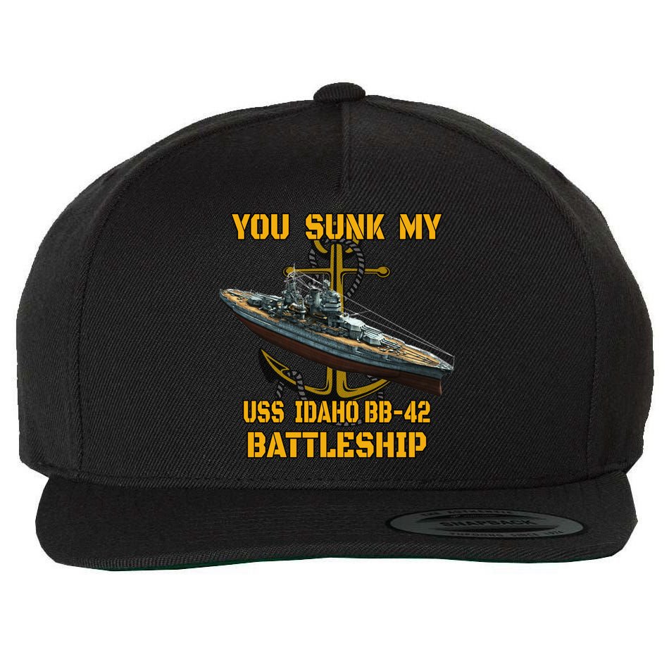 Ww2 American Warship Uss Idaho Bbgift42 Battleship Veterans Day Gift Wool Snapback Cap