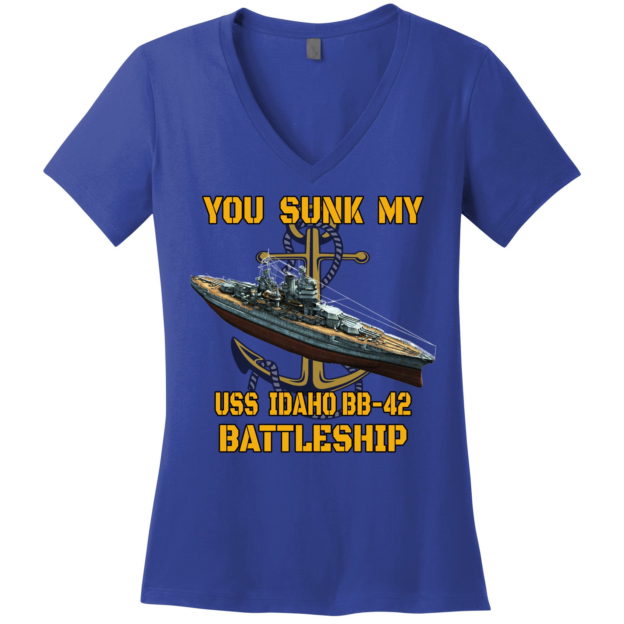 Ww2 American Warship Uss Idaho Bbgift42 Battleship Veterans Day Gift Women's V-Neck T-Shirt