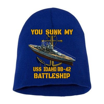 Ww2 American Warship Uss Idaho Bbgift42 Battleship Veterans Day Gift Short Acrylic Beanie