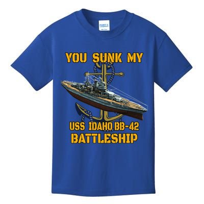 Ww2 American Warship Uss Idaho Bbgift42 Battleship Veterans Day Gift Kids T-Shirt