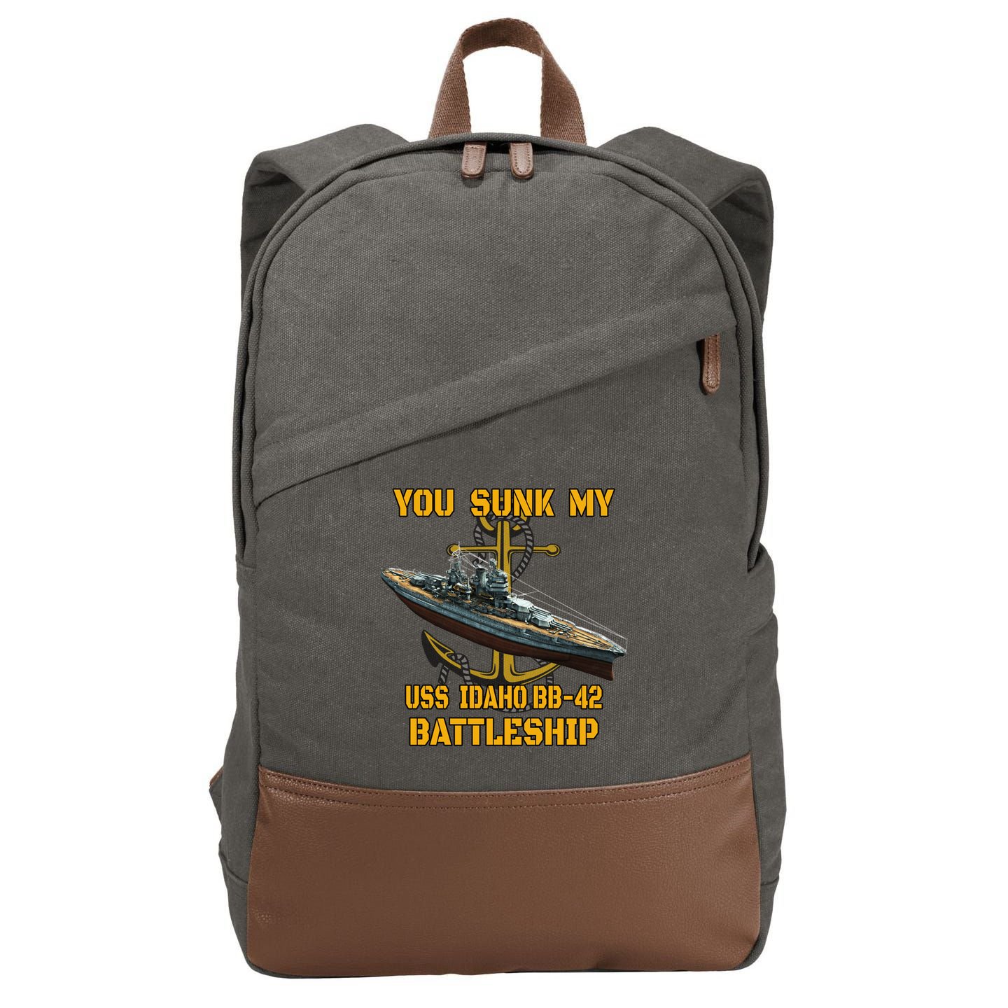 Ww2 American Warship Uss Idaho Bbgift42 Battleship Veterans Day Gift Cotton Canvas Backpack