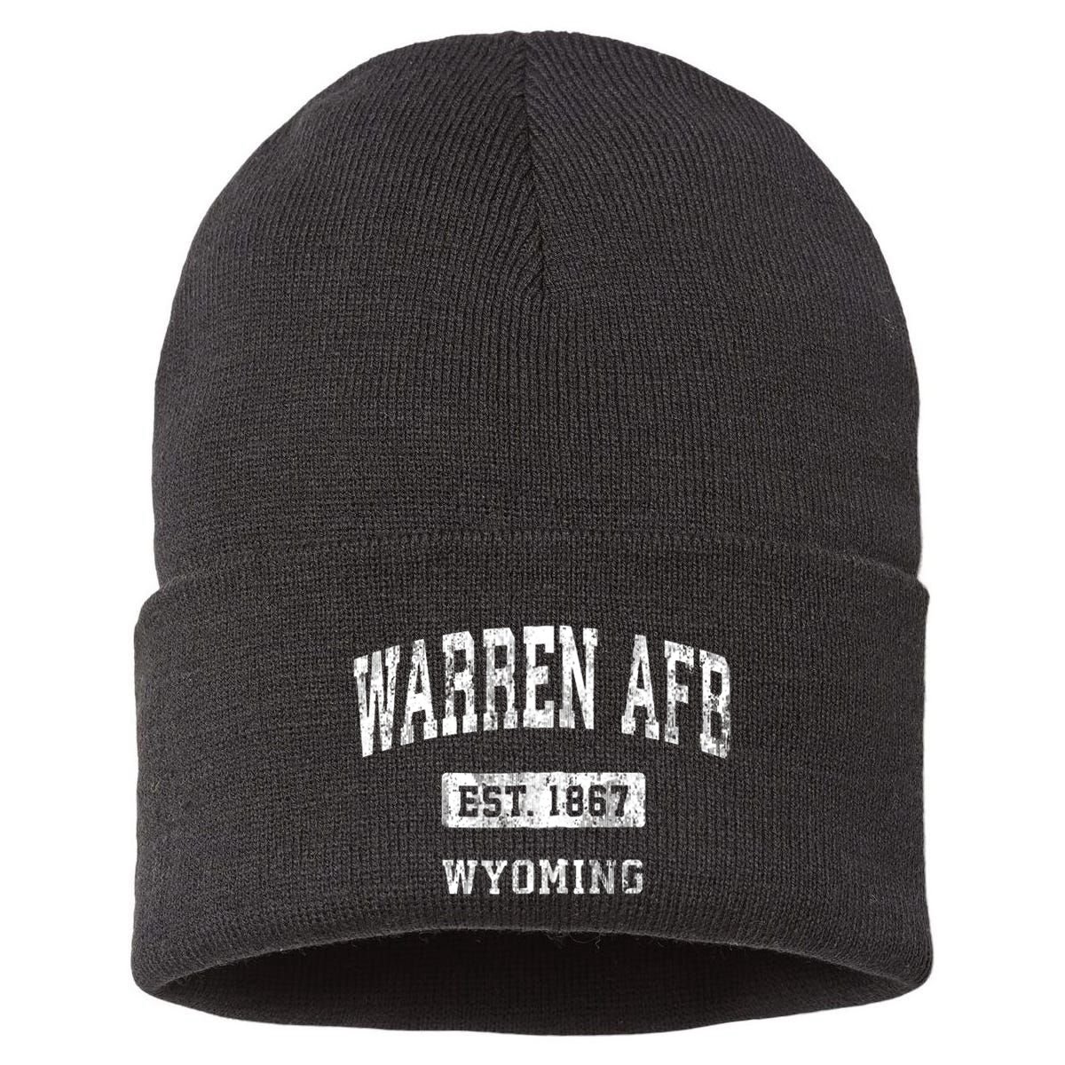 Warren Afb Wyoming Wy Vintage Sports Established Sustainable Knit Beanie