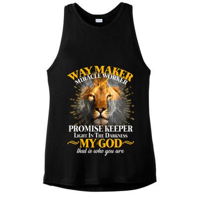 Way Maker Miracle Worker Lion Ladies PosiCharge Tri-Blend Wicking Tank