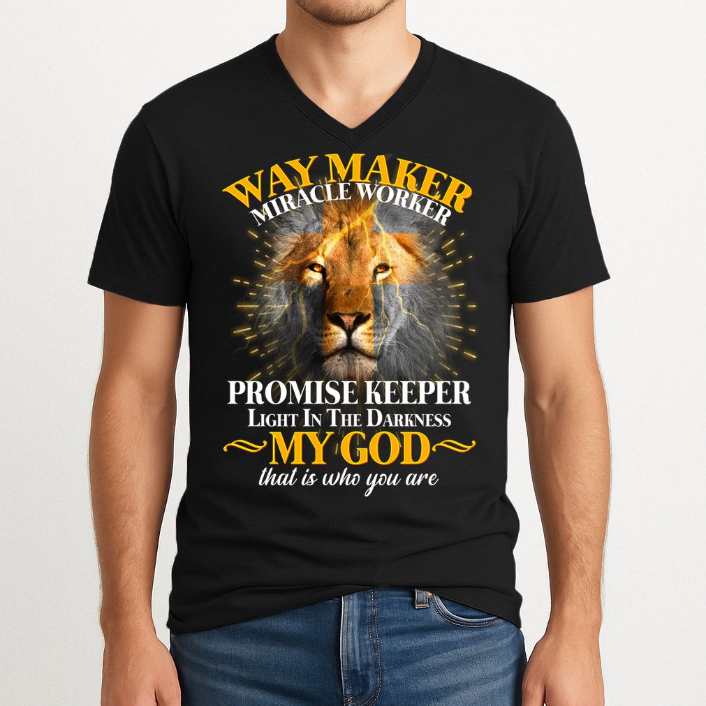 Way Maker Miracle Worker Lion V-Neck T-Shirt