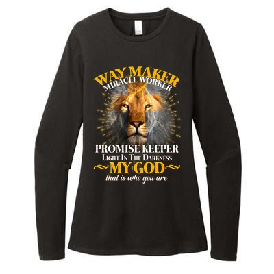 Way Maker Miracle Worker Lion Womens CVC Long Sleeve Shirt