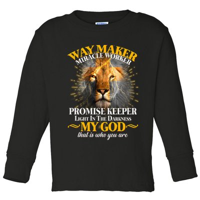 Way Maker Miracle Worker Lion Toddler Long Sleeve Shirt