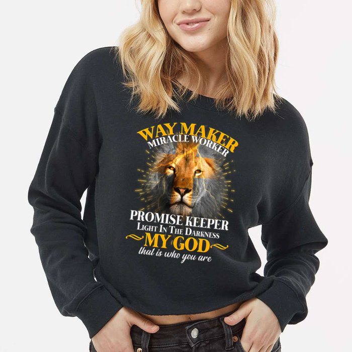 Way Maker Miracle Worker Lion Cropped Pullover Crew