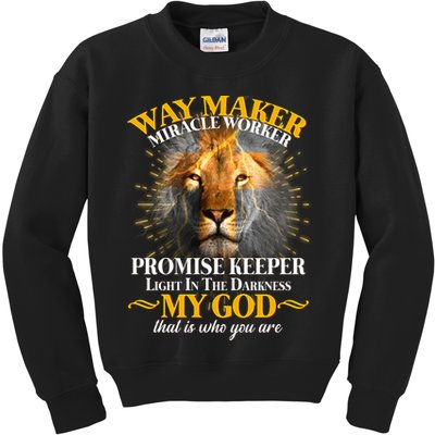 Way Maker Miracle Worker Lion Kids Sweatshirt