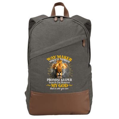 Way Maker Miracle Worker Lion Cotton Canvas Backpack