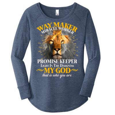 Way Maker Miracle Worker Lion Women's Perfect Tri Tunic Long Sleeve Shirt