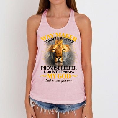 Way Maker Miracle Worker Lion Women's Knotted Racerback Tank