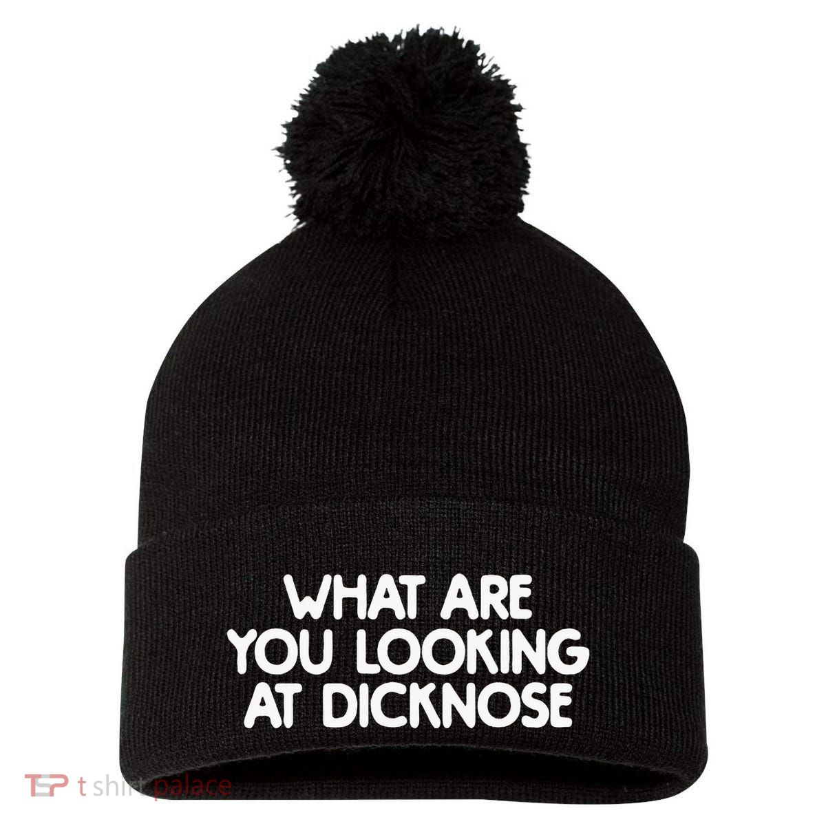 What Are You Looking At Dicknose Pom Pom 12in Knit Beanie