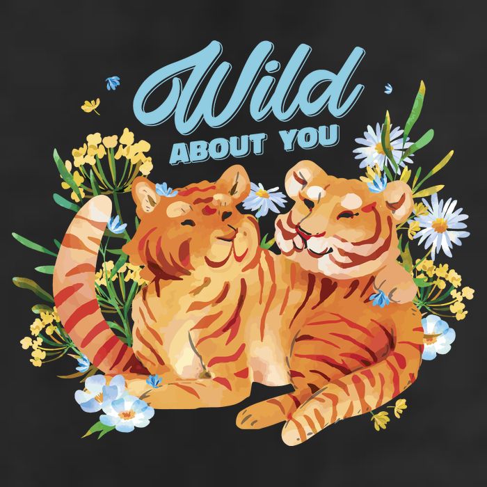 Wild About You Cute Tiger Couple 7 Panel Mesh Trucker Snapback Hat