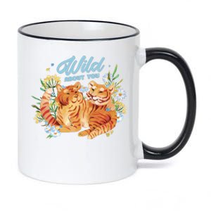 Wild About You Cute Tiger Couple 11oz Black Color Changing Mug