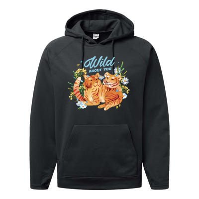 Wild About You Cute Tiger Couple Performance Fleece Hoodie