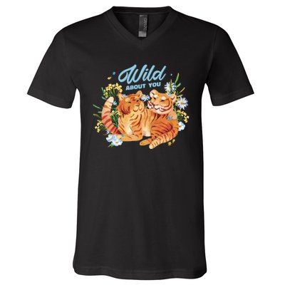 Wild About You Cute Tiger Couple V-Neck T-Shirt