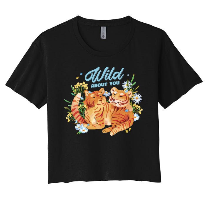 Wild About You Cute Tiger Couple Women's Crop Top Tee