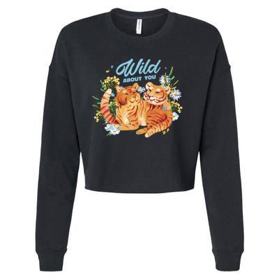 Wild About You Cute Tiger Couple Cropped Pullover Crew