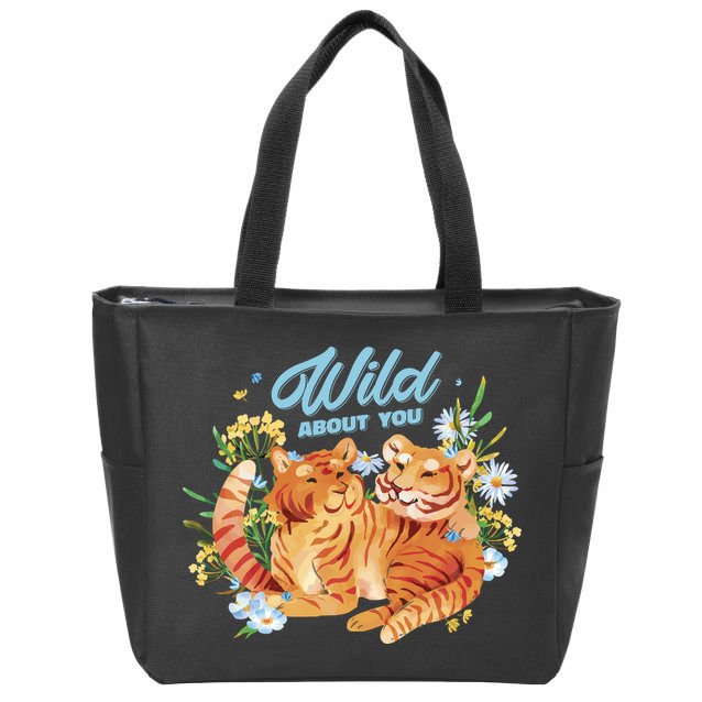 Wild About You Cute Tiger Couple Zip Tote Bag