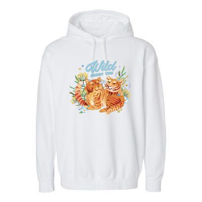 Wild About You Cute Tiger Couple Garment-Dyed Fleece Hoodie